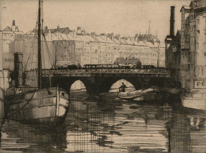 G. Whicker - Mid 20th Century Etching, Bristol Bridge