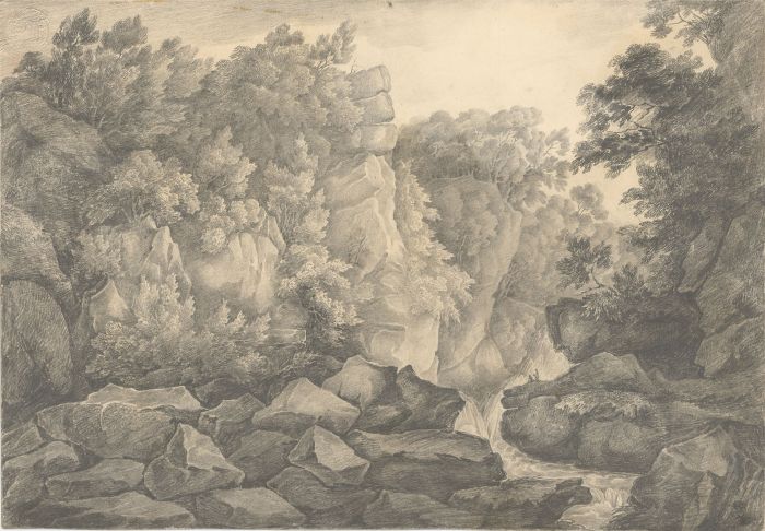 Attributed to Nicholas Pocock (1740-1821)- Graphite Drawing, Below Lynton Church