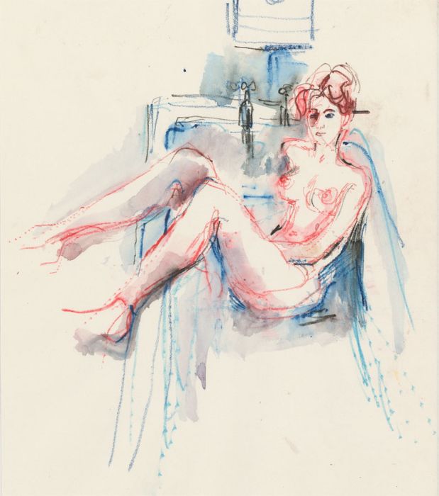 Peter Collins ARCA - c.1970s Mixed Media, In the Bath