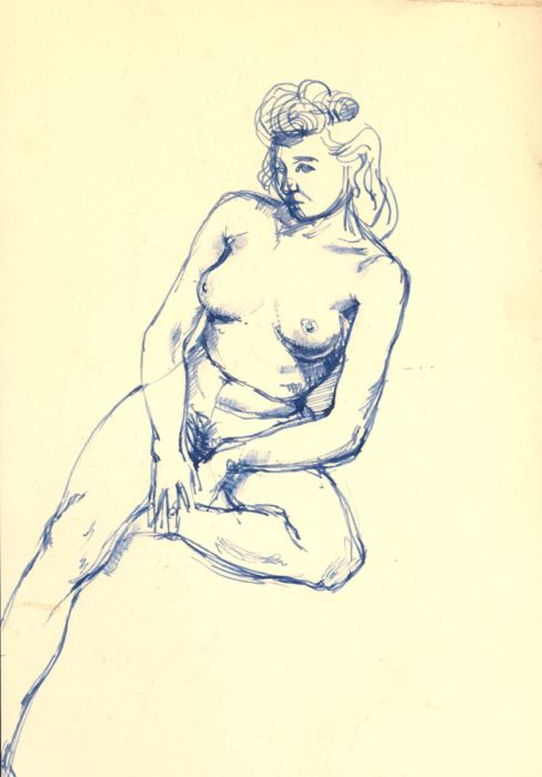Peter Collins ARCA - c.1970s Pen and Ink Drawing, Female Nude