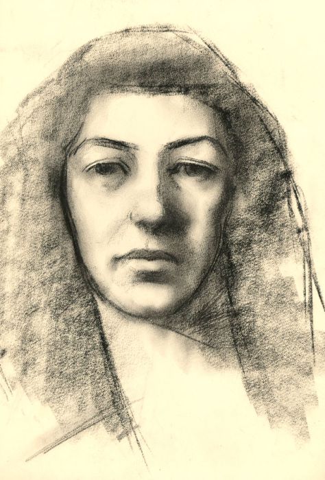 Peter Collins ARCA - c.1970s Charcoal Drawing, Portrait of a Lady
