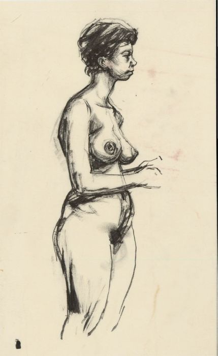 Peter Collins ARCA - c.1970s India Ink, Standing Female Nude