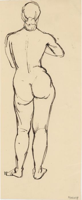 Peter Collins ARCA - c.1970s Pen and Ink Drawing, Standing Female Nude