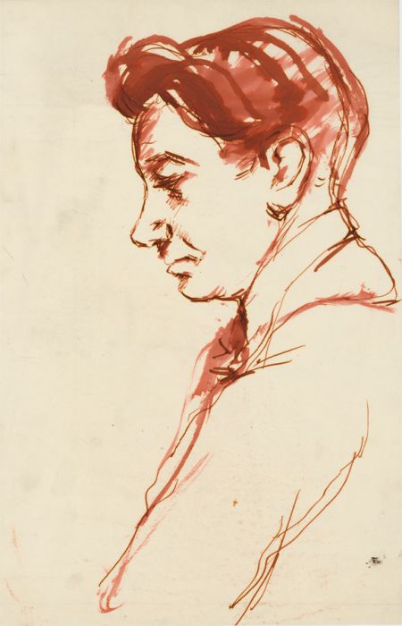 Peter Collins ARCA - c.1970s India Ink, Portrait of a Young Man