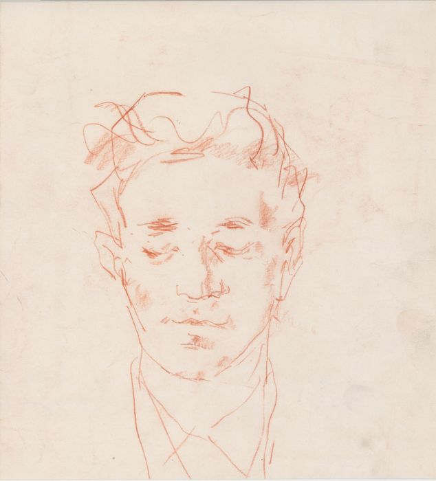 Peter Collins ARCA - c.1970s Sanguine, Portrait of a Young Man