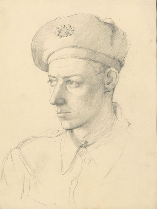 Peter Collins ARCA - c.1970s Graphite Drawing, Portrait of a Military Man