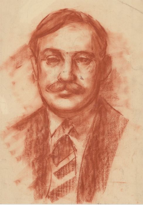 Peter Collins ARCA - c.1970s Sanguine, Portrait of a Man