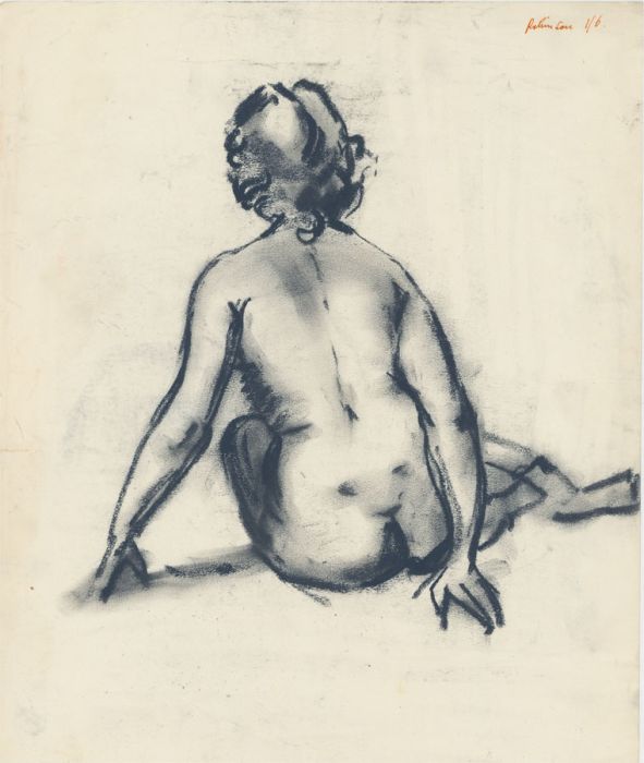Peter Collins ARCA - c.1970s Charcoal Drawing, Seated Female Nude