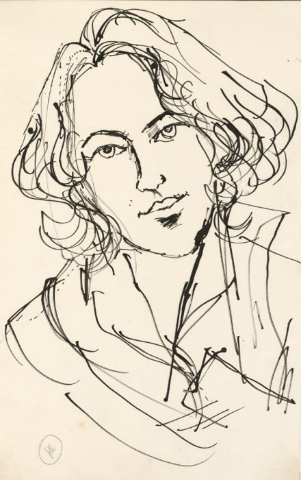 Peter Collins ARCA - c.1970s India Ink, Portrait of a Lady