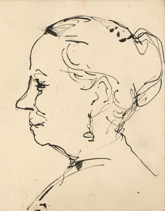 Peter Collins ARCA - c.1970s India Ink, Portrait of a Lady