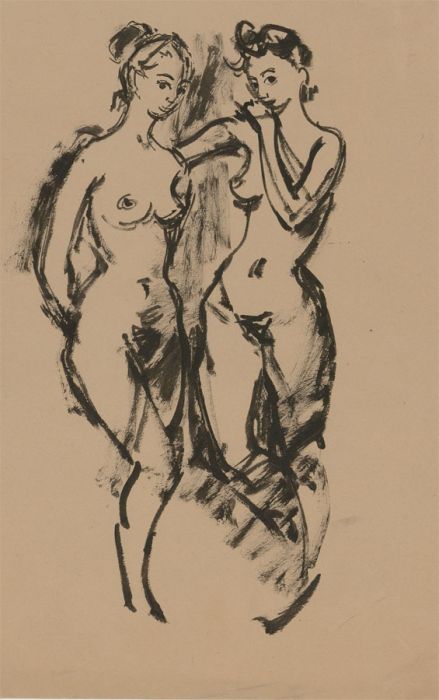 Peter Collins ARCA - c.1970s India Ink, Study of Female Nudes