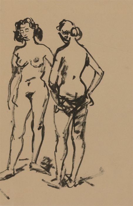 Peter Collins ARCA - c.1970s India Ink, Study of Female Nudes