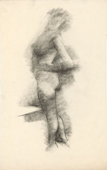 Peter Collins ARCA - c.1970s Charcoal Drawing, Female Nude Figure