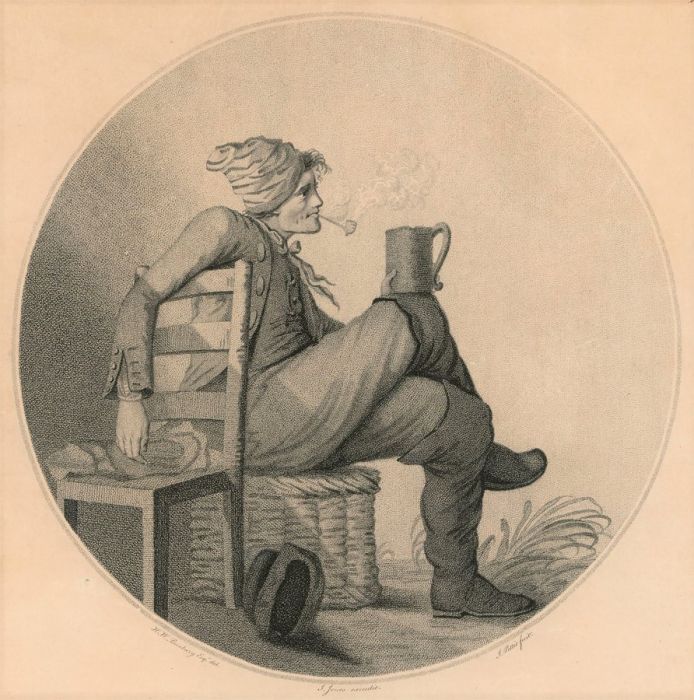 John Pettit after Henry Bunbury - 1788 Stipple Engraving, The Repose