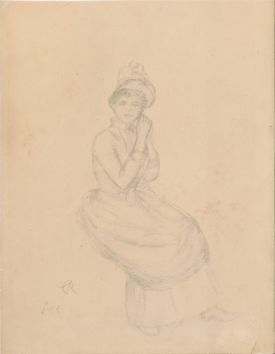 A.R. - Monogrammed 19th Century Graphite Drawing, Portrait of a Seated Lady 