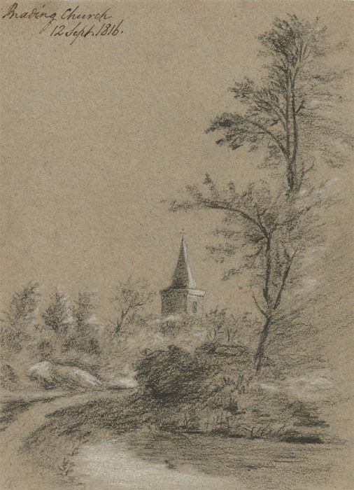 1816 Graphite Drawing - View of Brading Church 