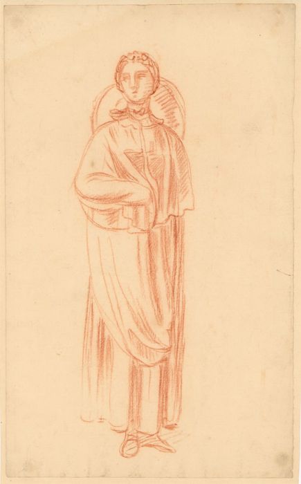 English School 19th Century Sanguine - Study of a Saint's Statue