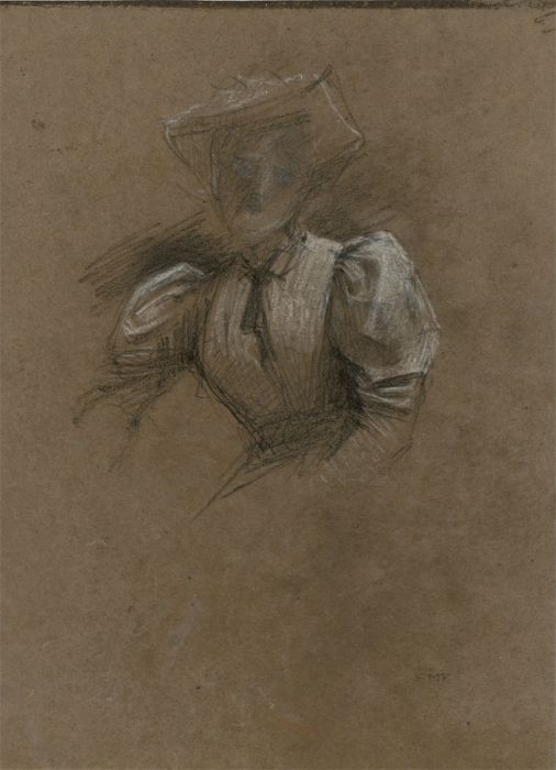 Double Sided English School 19th Century Graphite Drawing - Portrait of Lady