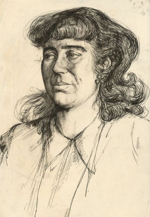 Peter Collins ARCA - c.1970s Pen and Ink Drawing, Portrait of a Woman