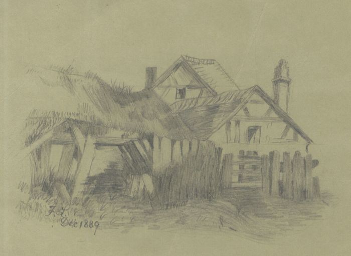 Monogram F.L. - Set of 3 Graphite Drawings, Landscapes