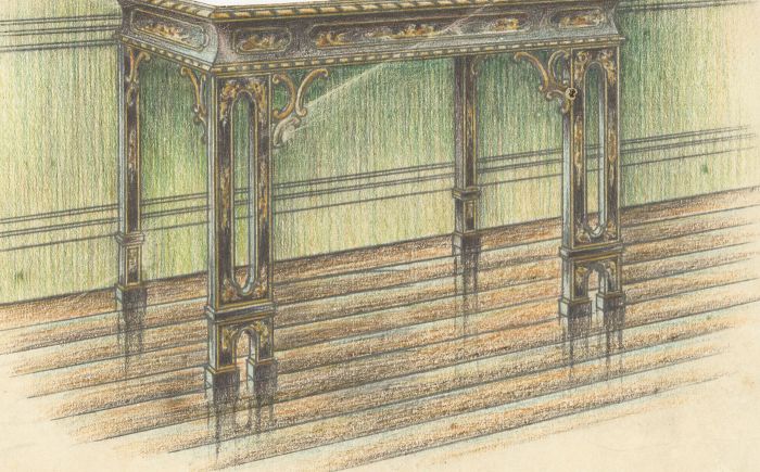 19th Century Coloured Pencil - Table Design