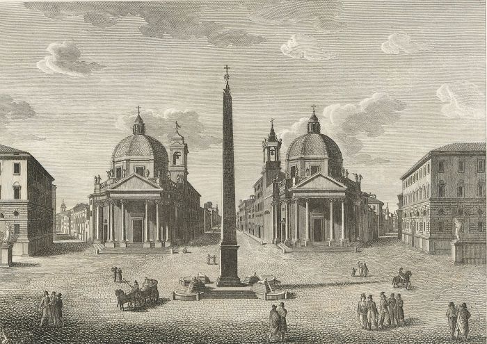 Filippo Palmucci - 19th Century Etching, View of the Piazza del Popolo