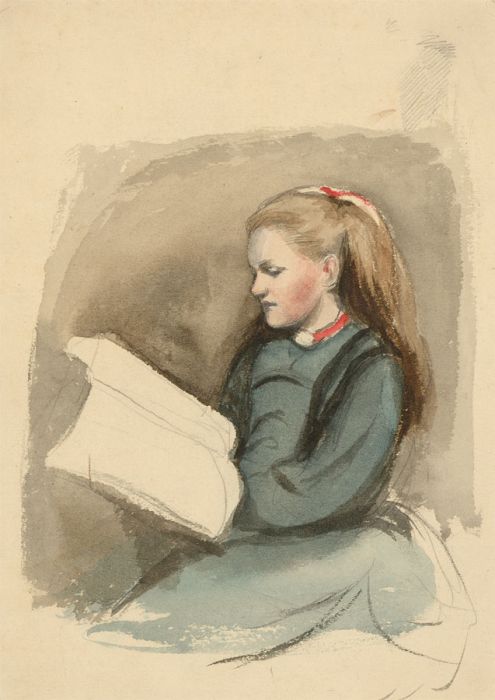 Joseph Clark - Late 19th Century Watercolour, Girl Reading