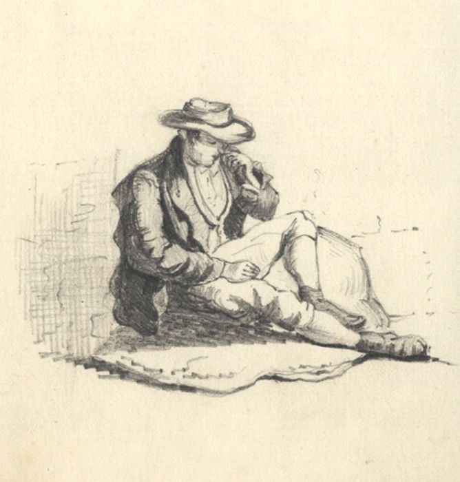Set of 3 19th Century Graphite Drawings - Continental Genre Scenes