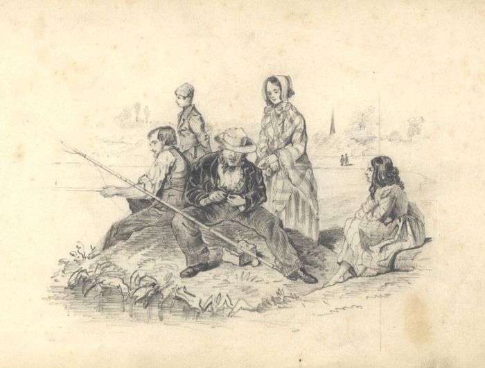 Set of 3 Fine 19th Century Graphite Drawings - Continental Genre Scenes