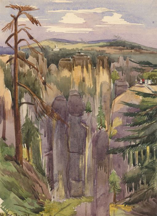 T. Dobson - Late 19th Century Watercolour, Bastei, Germany