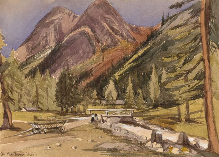 T. Dobson - Late 19th Century Watercolour, Swiss Mountain Landscape
