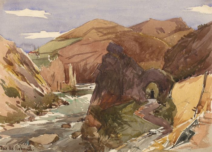 T. Dobson - Late 19th Century Watercolour, Pas de Roland, France