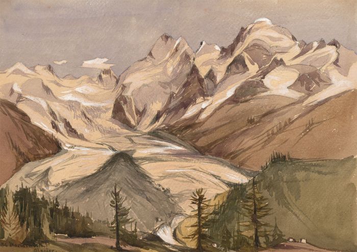 T. Dobson - Late 19th Century Watercolour, The Morteratsch Glacier