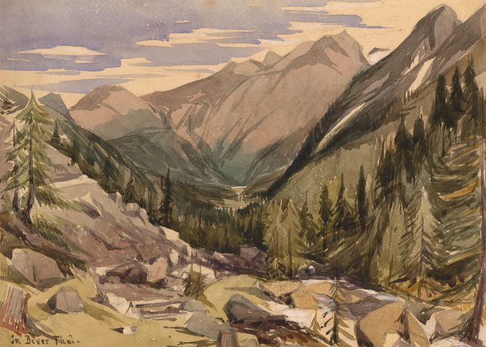 T. Dobson - Late 19th Century Watercolour, Swiss Mountain Landscape