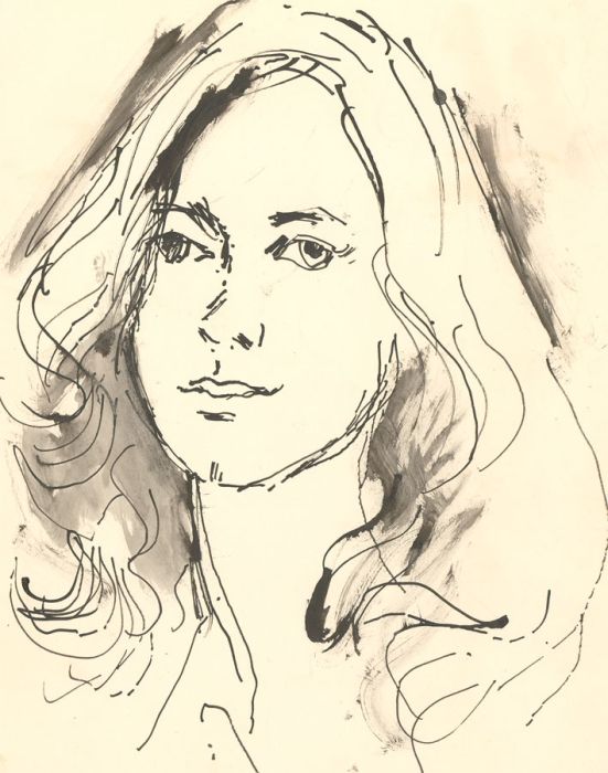 Peter Collins ARCA - Signed c.1970s Pen and Ink Drawing, Portrait of a Lady