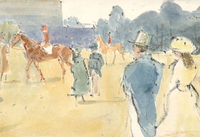 Noel Dowling - Signed Mid 20th Century Watercolour, Horse Racing Scene