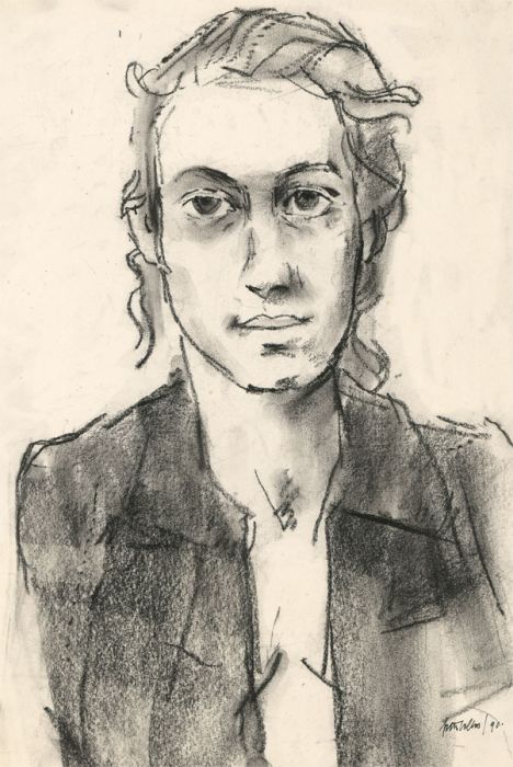 Peter Collins ARCA - 1990 Charcoal Drawing, Portrait of a Woman
