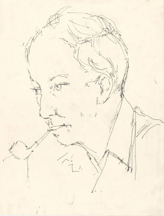 Peter Collins ARCA - c.1970s Pen and Ink Drawing, Portrait of a Man