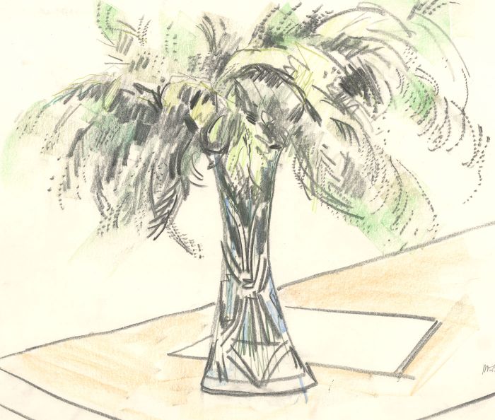 Peter Collins ARCA - Signed 1976 Pastel, Cut Glass Vase with Flowers