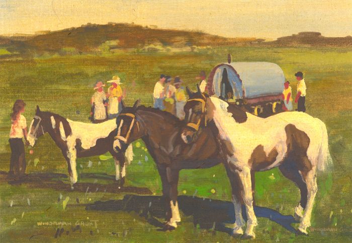 William Norman Gaunt (1918-2001) - Gouache, Gypsies Camping on Way to Appleby