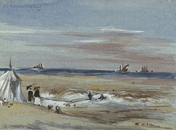 T. Dobson - Late 19th Century Watercolour, Beach Scene