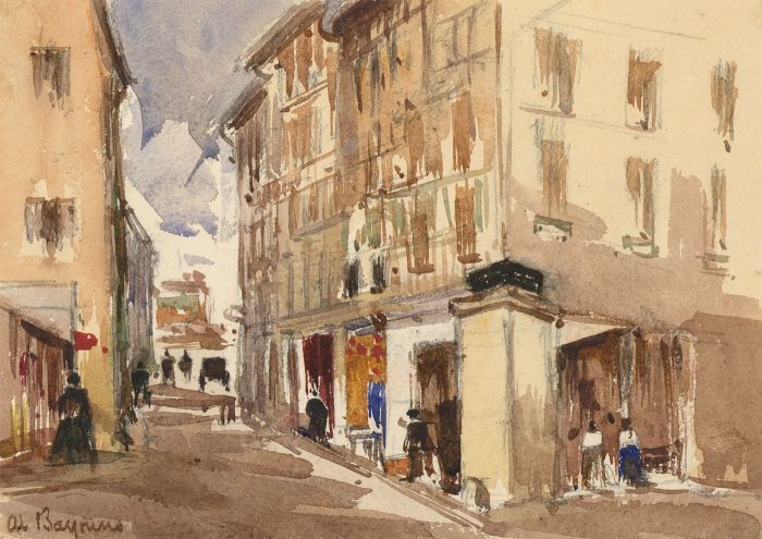 T. Dobson - Late 19th Century Watercolour, Town Scene in France