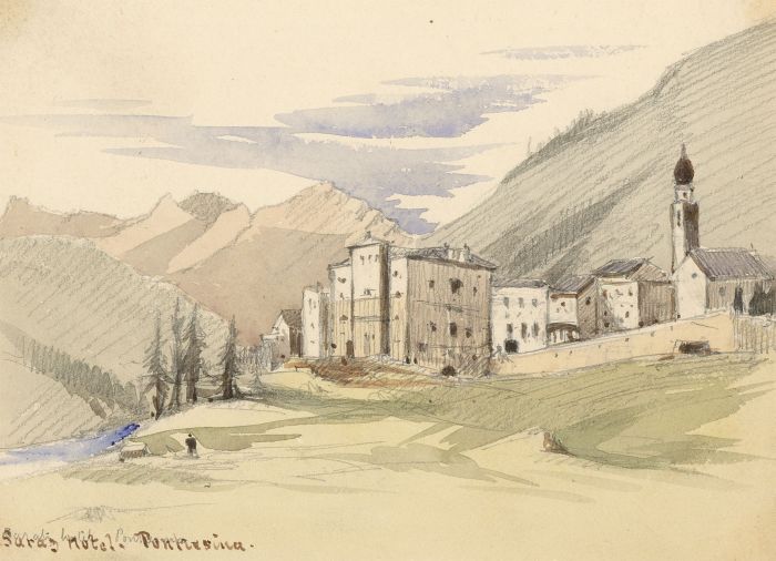 T. Dobson - Late 19th Century Watercolour, Saraz Hotel, Pontresina