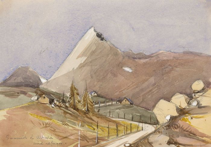 T. Dobson - Late 19th Century Watercolour, Summit of Albula, Switzerland
