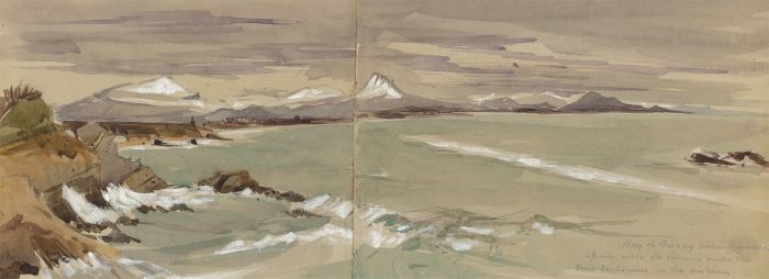 T. Dobson - Late 19th Century Watercolour, The Bay at Biarritz