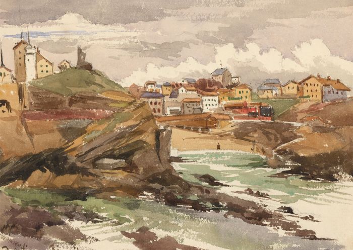 T. Dobson - Late 19th Century Watercolour, Port Vieux, Biarritz