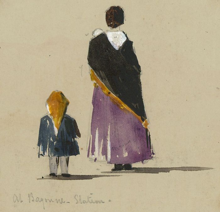 T. Dobson - Late 19th Century Watercolour, At Bayonne Station