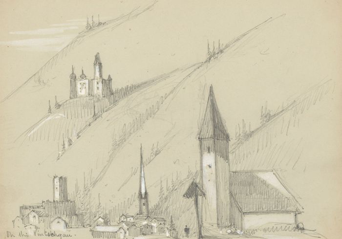 T. Dobson - Set of Seven Late 19th Century Graphite Drawing, Italian Landscapes
