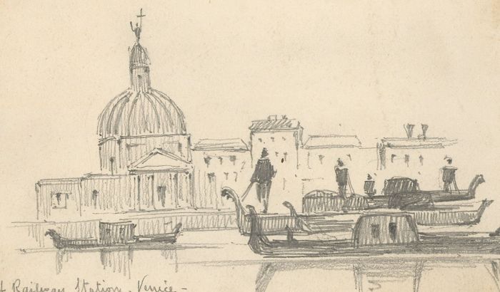 T. Dobson - Set of Three 19th Century Graphite Drawings, Venice from the Lagunes