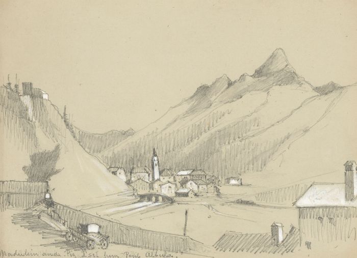 T. Dobson - Set of Three Late 19th Century Graphite Drawing, Alpine Landscapes